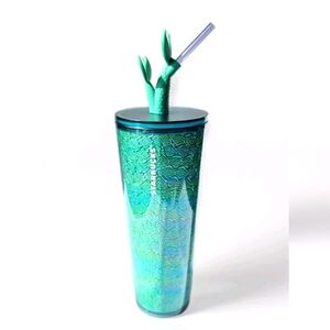 NWT, Starbucks, Mermaid Diving Into Drink, unique double tail straw topper  24oz